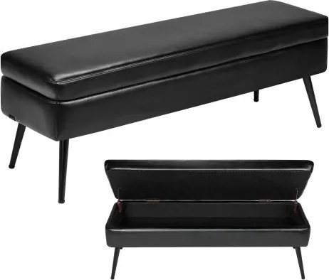 VEVOR Ottoman Bank (40 x 120 x 45 cm) van PU-leer met metalen poten en opbergruimte, gestoffeerde schoenenbank met een draagvermogen van 300 kg, moderne bedbank slaapkamerbank voor de woon- en eetkamer, zwart