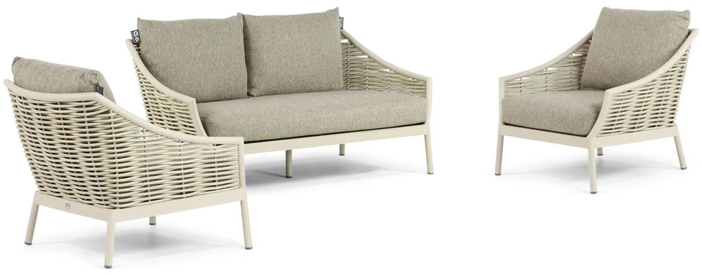 Stoel en Bank Loungeset 4 personen Aluminium/Wicker Taupe Apple Bee Milou