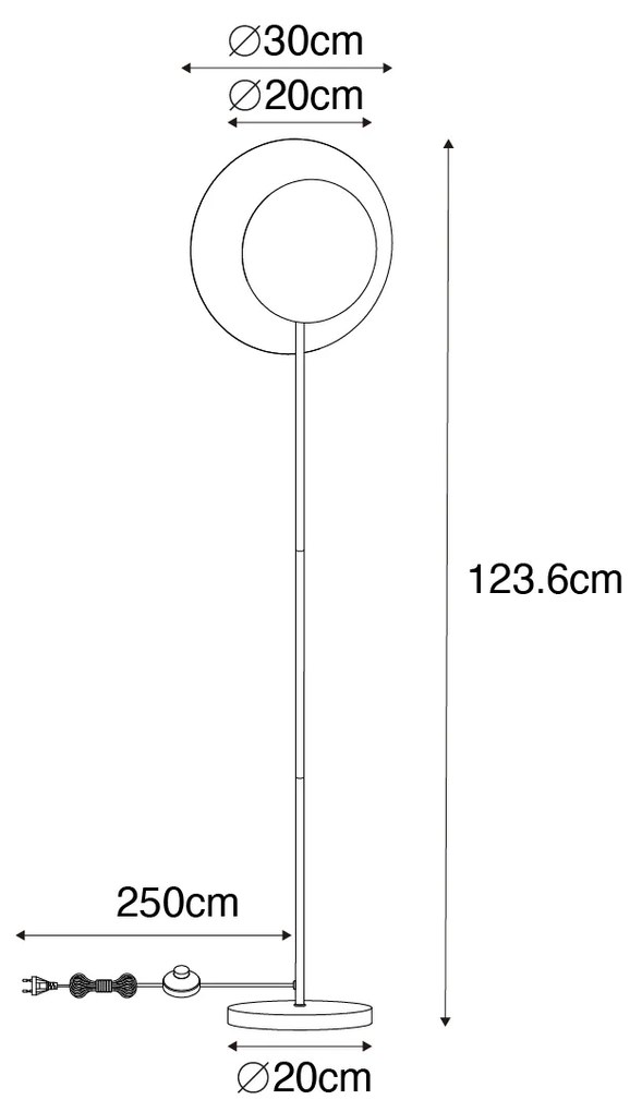 Art Deco vloerlamp zwart met goud - Emilienne