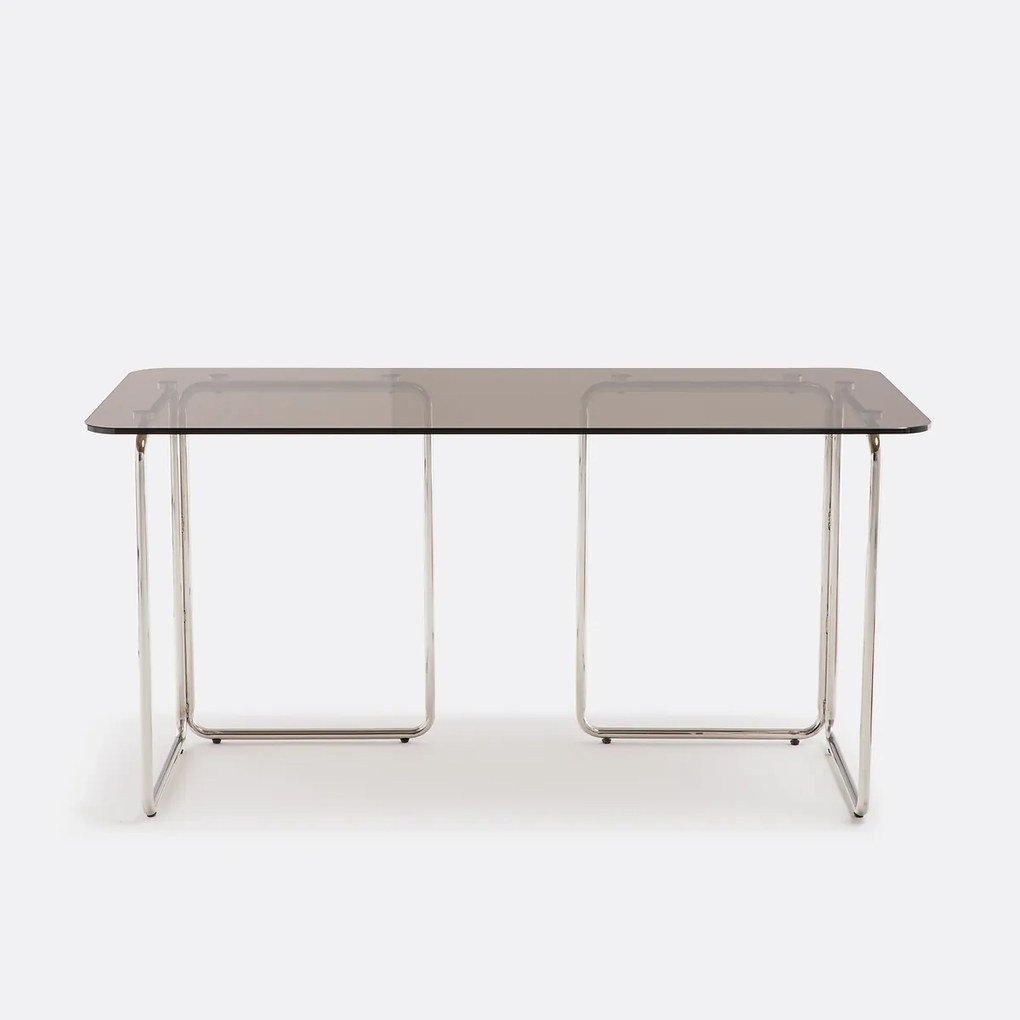 Bureau van glas en verchroomd staal Socer