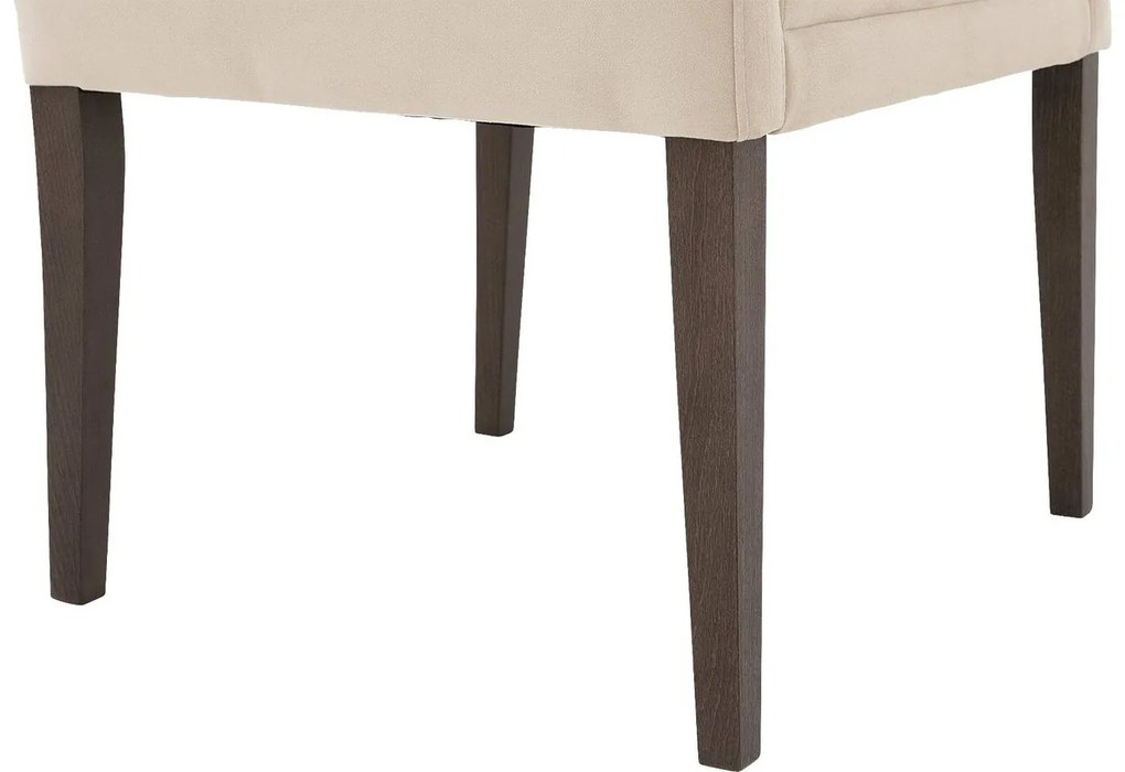 Goossens Eetkamerstoel Pearl beige velvet stof met armleuning, stijlvol landelijk