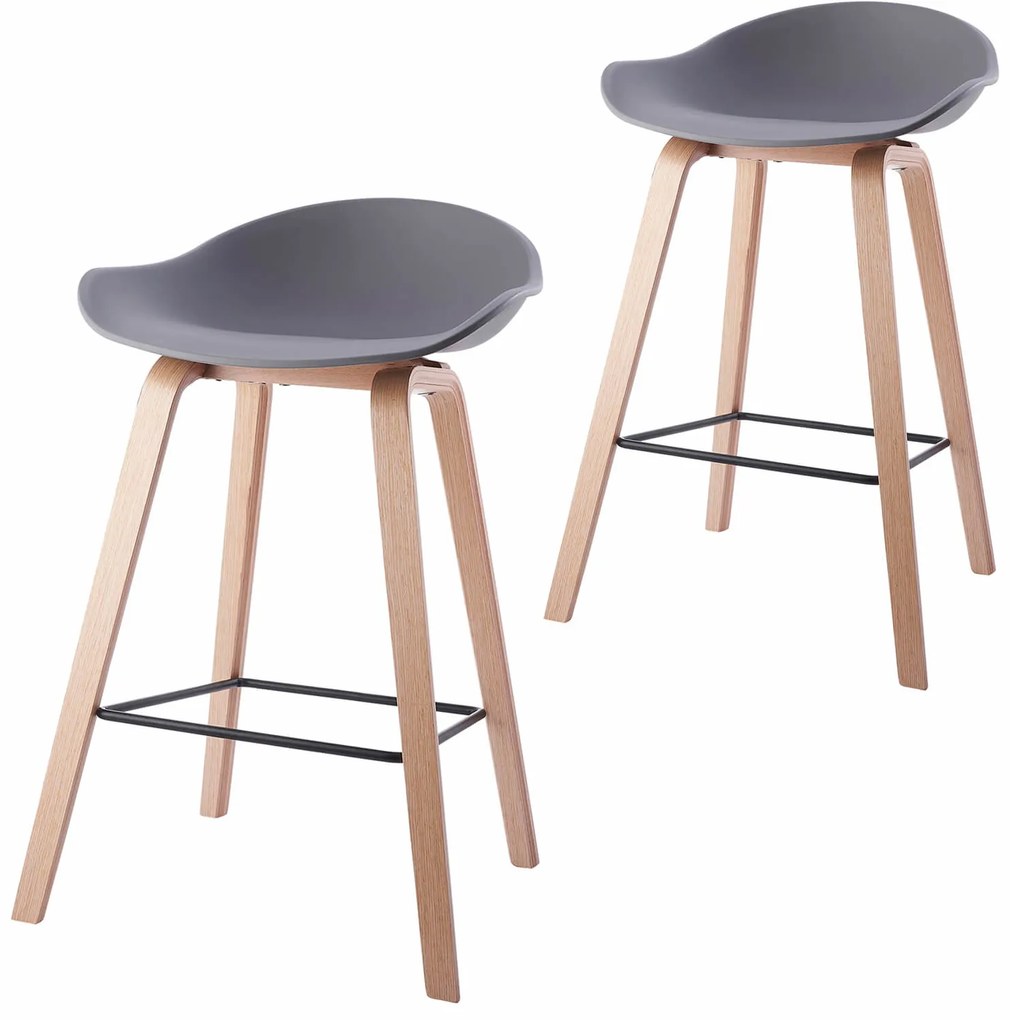House of Rebels Barkruk - Romeo - 65 cm - Grijs - Hout - Set van 2 - House of Rebels