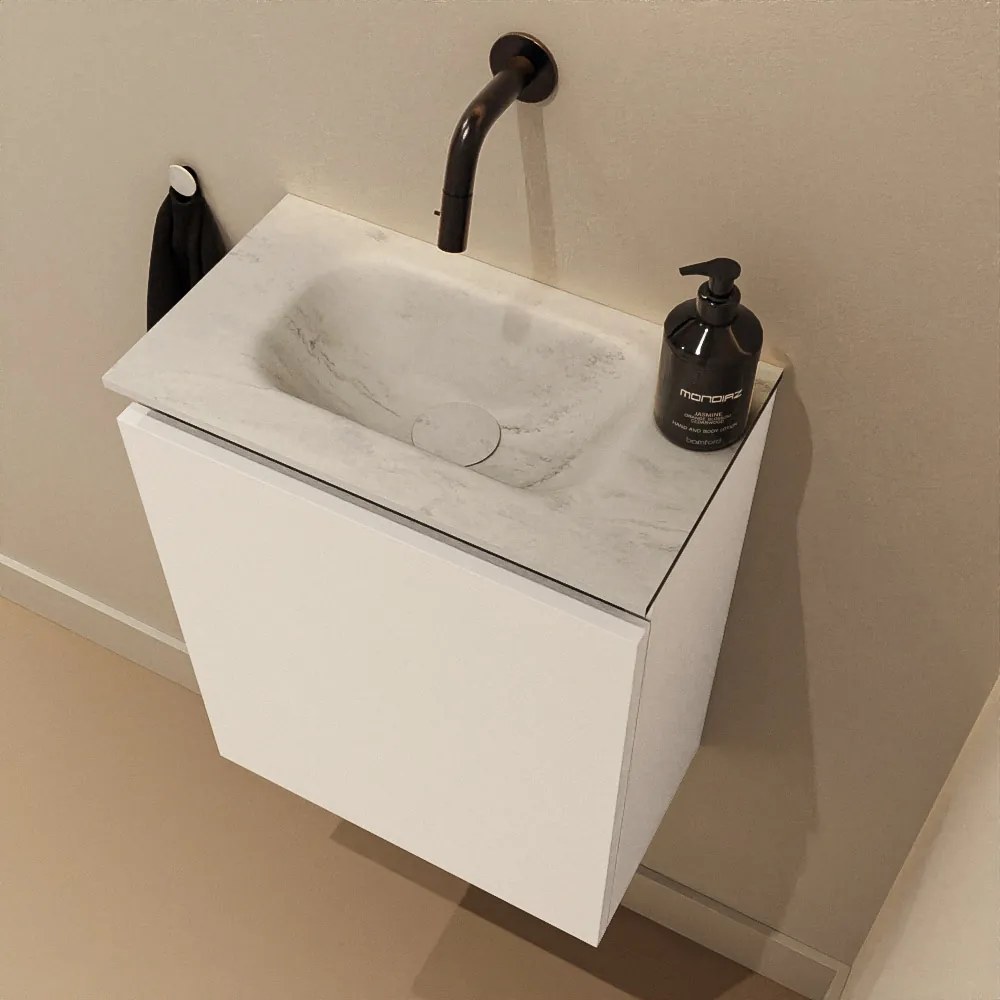 Mondiaz Ture DLux toiletmeubel 40cm talc met wastafel opalo midden zonder kraangat