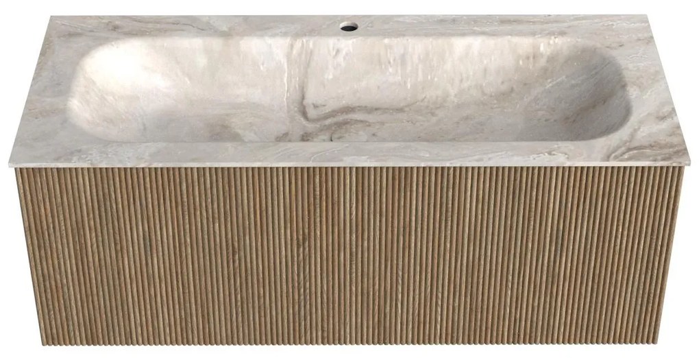 Mondiaz Kurve-dlux 110cm badmeubel dusk met 1 lade en wastafel big medium midden 1 kraangat frappe
