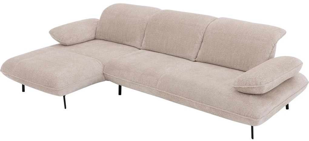 Goossens Excellent Bank Leandro beige, stof, 2,5-zits, modern design met chaise longue links