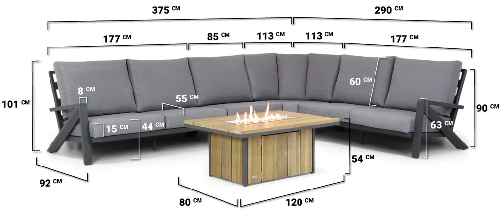 Loungeset  Aluminium Grijs 6 personen Santika Furniture Santika Cinta