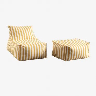 Tuinset Met Fauteuil En Poef In Sandel-stof Geel – Curry - Sklum