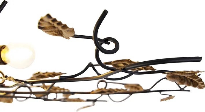 Smart plafondlamp zwart met goud 80 cm 4-lichts incl. 4 Wifi P45 - Foglie