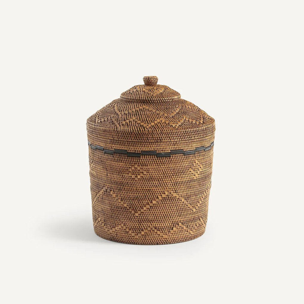 Mand Ø40 x H50 cm bamboe en gevlochten rotan, Brazil