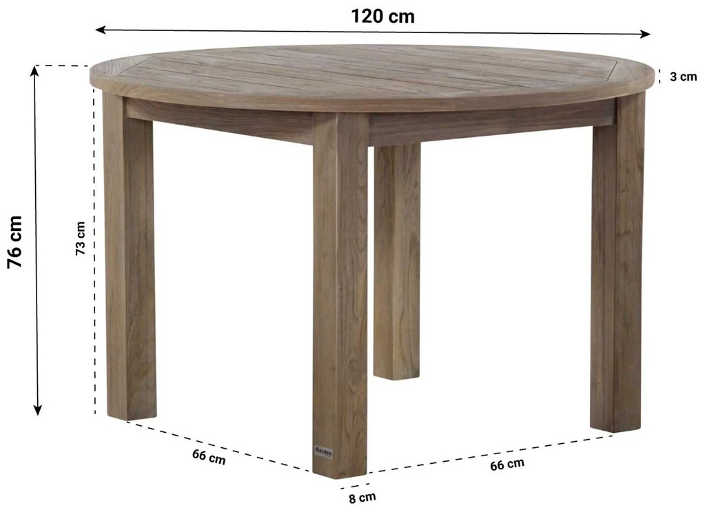 Tuinset Ronde Tuintafel 4 personen 120 cm Aluminium/rope Taupe Coco Barcelona/Brighton