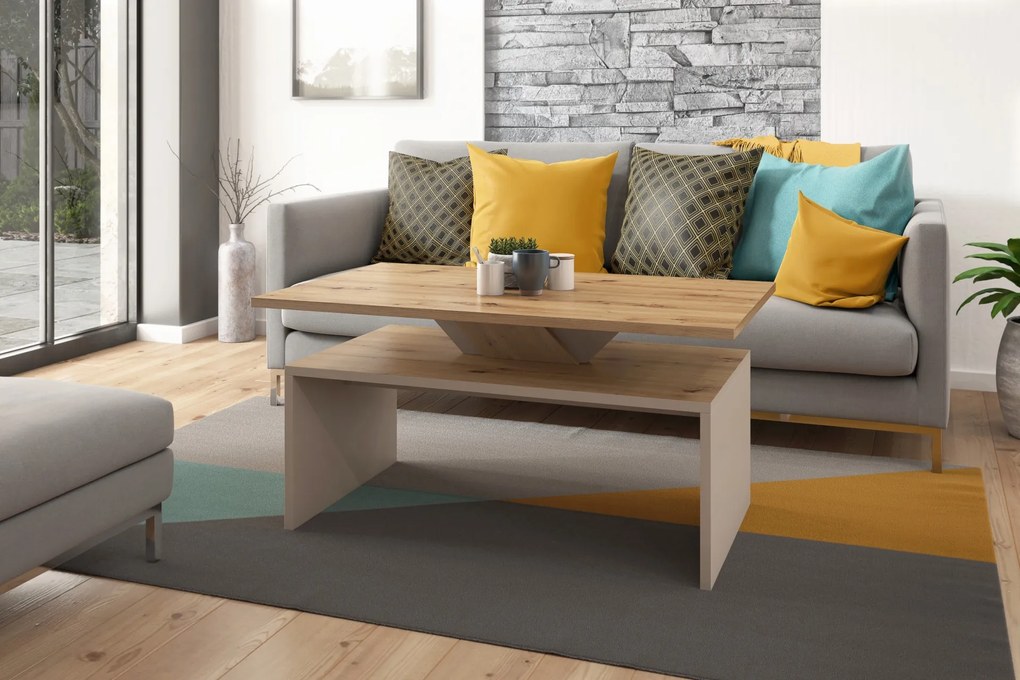 SISI eiken artisan / beige, salontafel