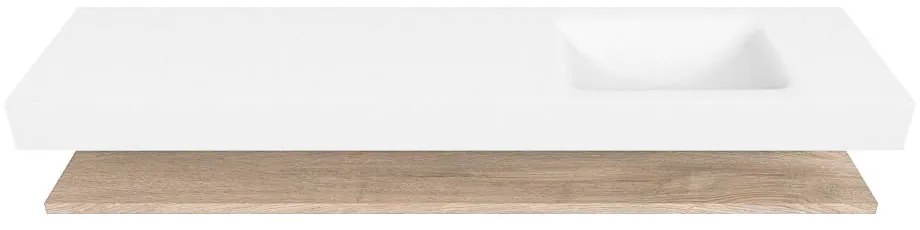 Zaro Alan badmeubel 190cm met planchet washed oak en vrijhangende wastafel cloud rechts zonder kraangat talc