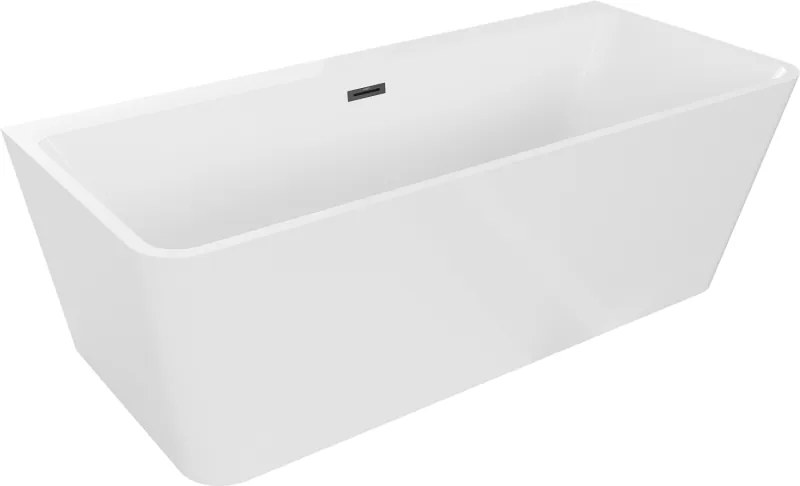 Mexen Volta vrijstaand bad tegen de muur 150 x 75 cm, wit, zwarte overloop - 51131507500-70