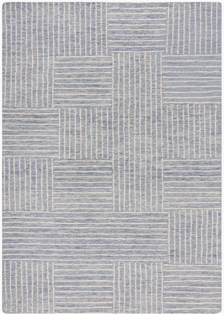 Handgetuft hoog-laag wollen vloerkleed Abstract Check