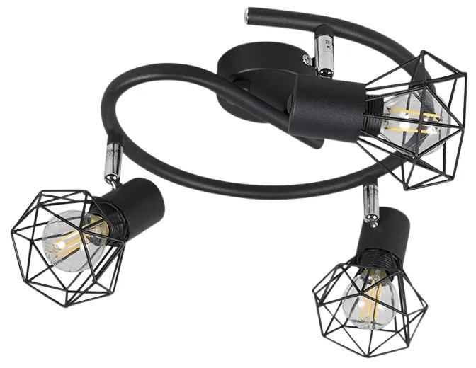 Art deco spot zwart draai- en kantelbaar 3-lichts - Mosh