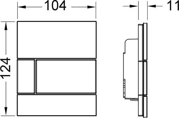 TECE Square II urinoir drukplaat glas zwart toetsen zwart