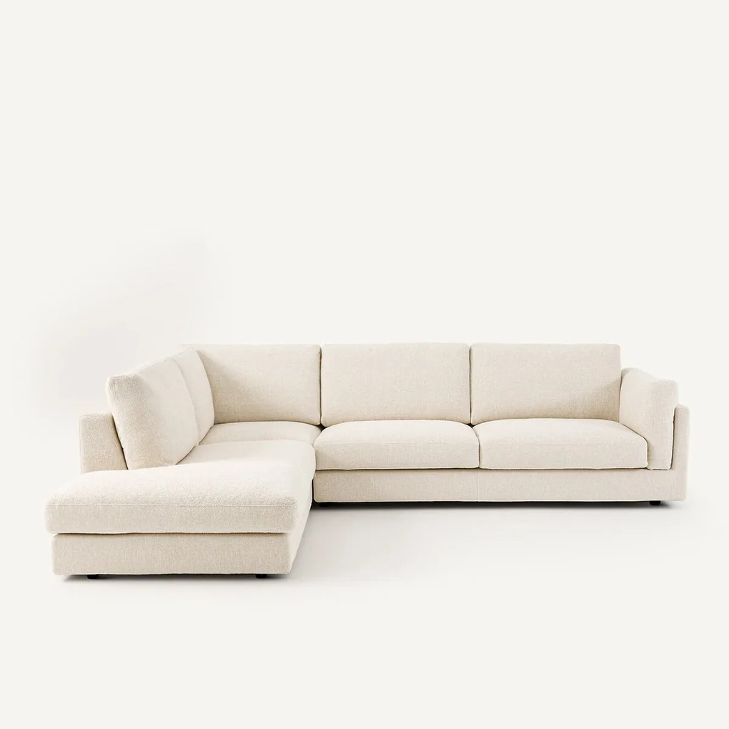 Omvormbare hoekbank met longchair, bouclettestof, César