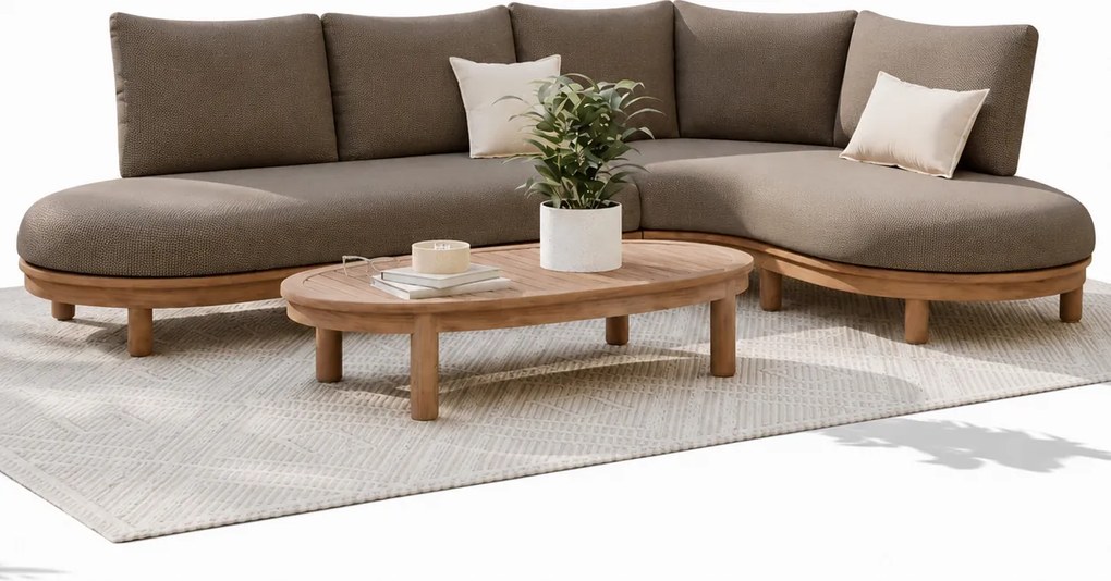 Eleganza organische hoek loungeset 3 delig hardhout