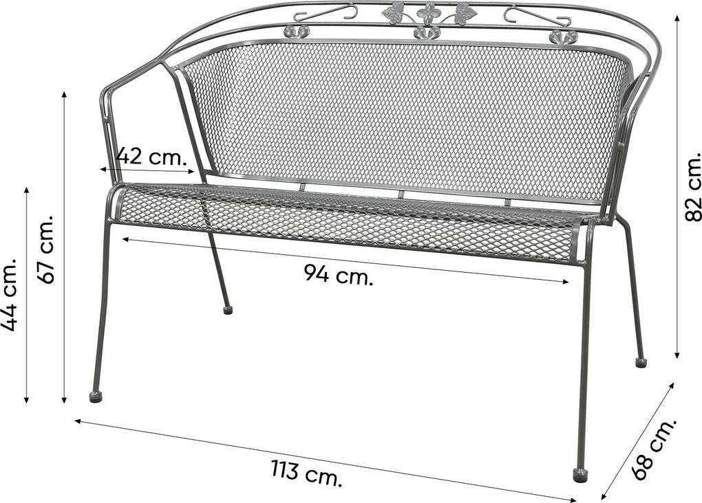 Elegance strekmetaal 2-zits tuinbank - Antraciet