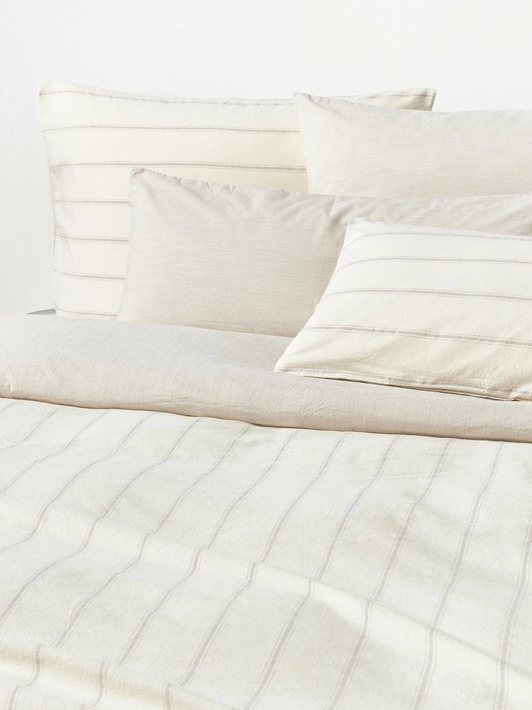 Gewassen katoenen dekbedovertrek Caspian met strepen