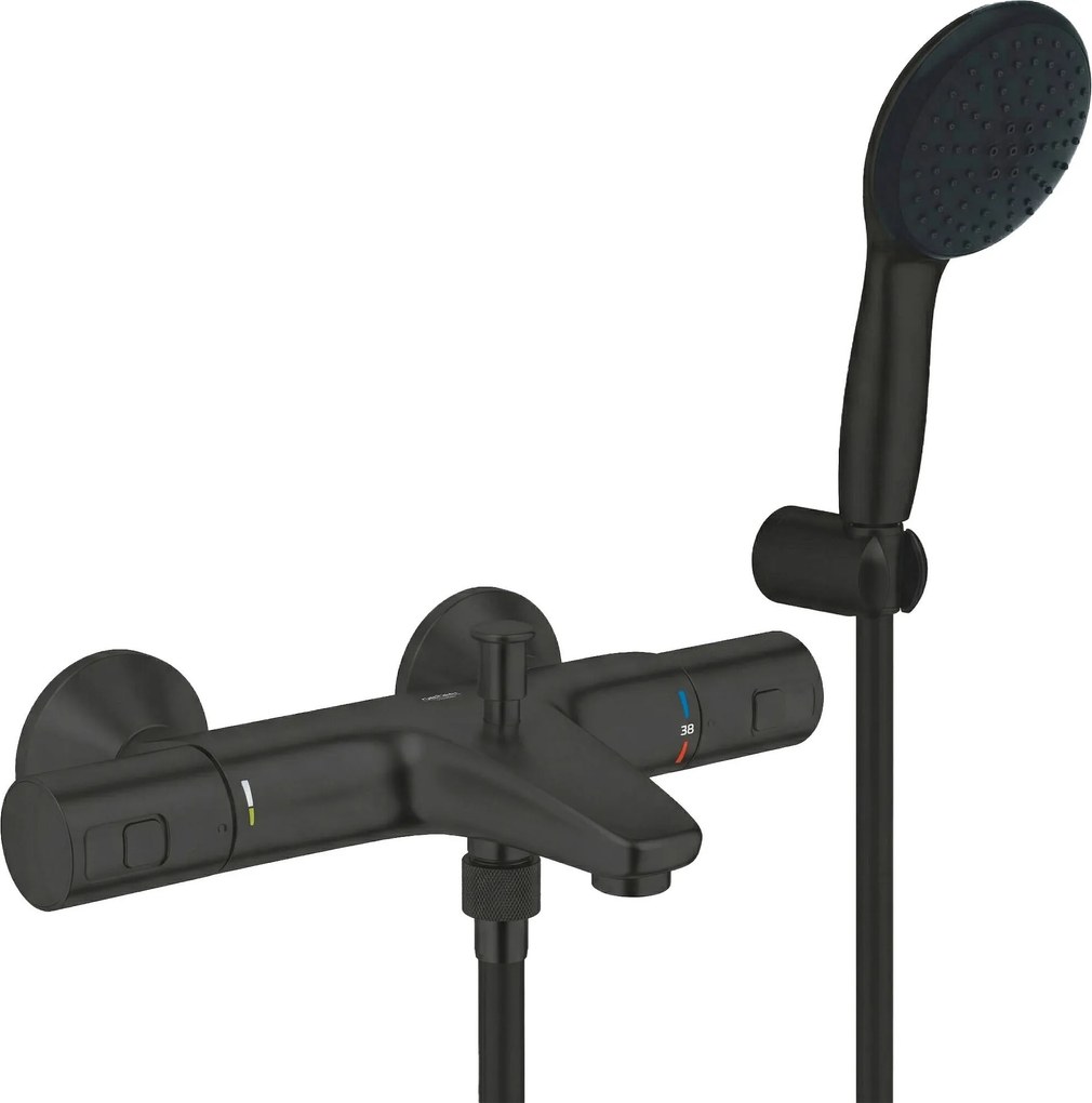 Grohe Quickfix Precision Start thermostatische badkraan met handdouche matte black