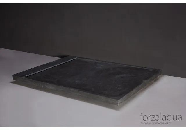 Forzalaqua Fresco douchebak 120x90x5cm met RVS waste RECHTHOEK Hardsteen gezoet Blauw grijs 300008