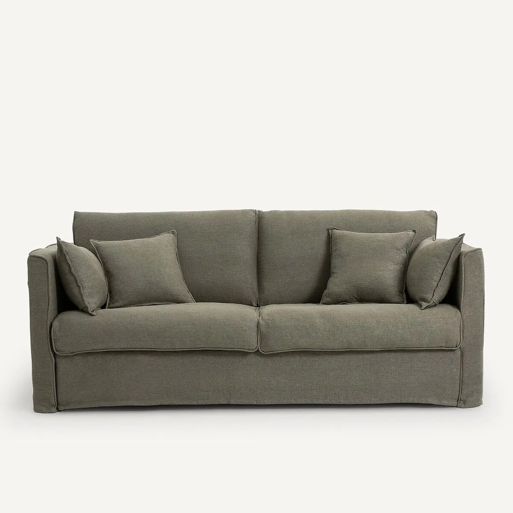Slaapbank, 3 of 4 zits, in dik stonewashed linnen, Camille
