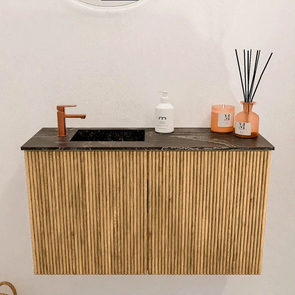 Mondiaz Joya DLux 70cm toiletmeubel oak met wastafel faye links 1 kraangat lava