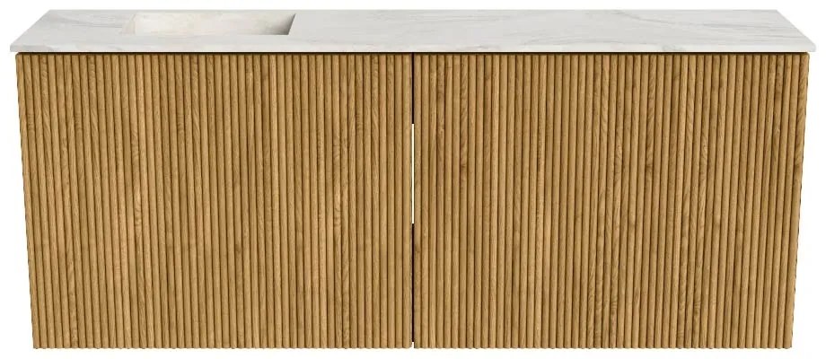Mondiaz Joya DLux 100cm toiletmeubel oak met wastafel faye links 1 kraangat ostra