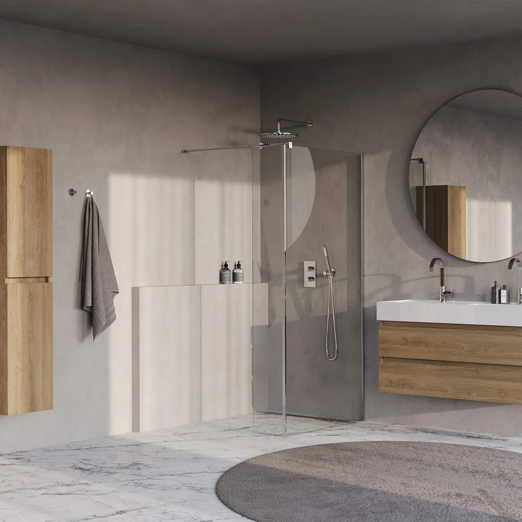 Brauer Oblivion inloopdouche helder glas 90cm met 40cm zijwand chroom