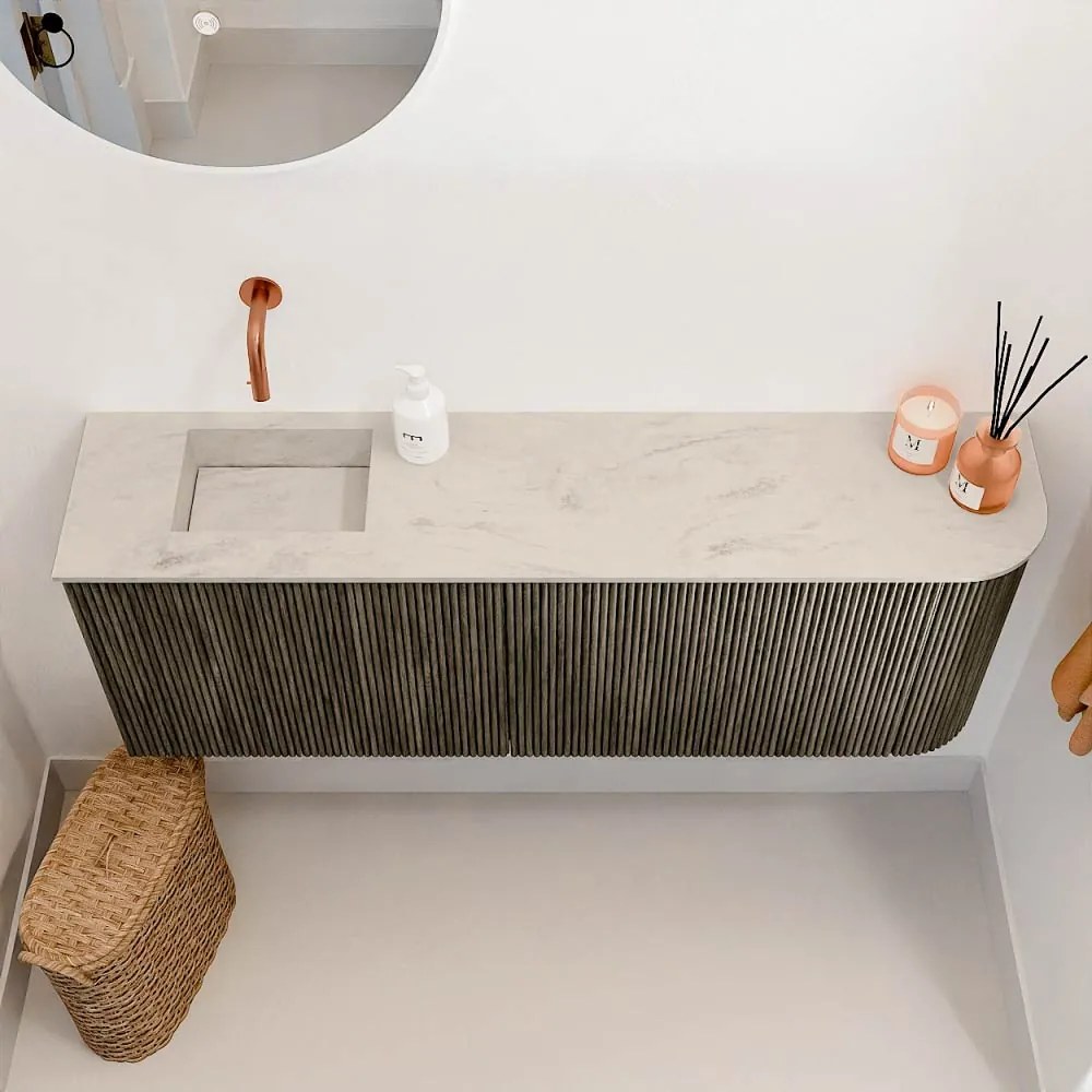 Mondiaz Joya DLux 110cm toiletmeubel ronding rechts shadow met wastafel faye links zonder kraangat opalo