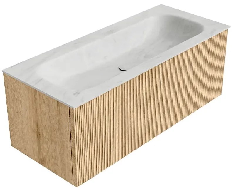 Mondiaz Kurve-dlux 110cm badmeubel oak met 1 lade en wastafel big medium midden 1 kraangat opalo