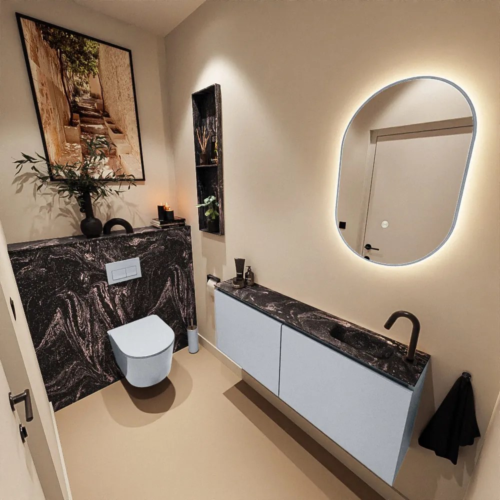 Mondiaz Ture DLux toiletmeubel 120cm clay met wastafel lava rechts met kraangat