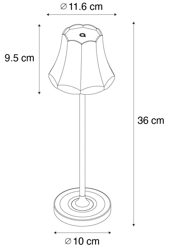 Buitenlamp met dimmer LED Retro tafellamp met dimmer mineraal blauw oplaadbaar IP44 - Granny Retro IP44 Buitenverlichting Lamp