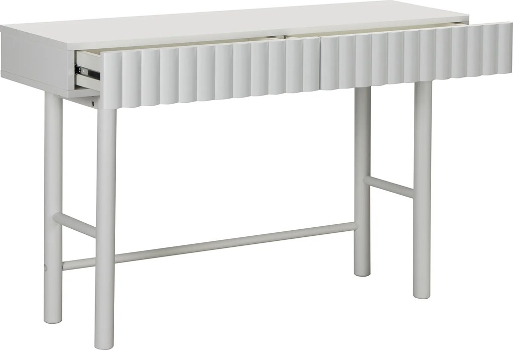 Sidetable Met Grote Ribbels Wit - 120 X 35cm.