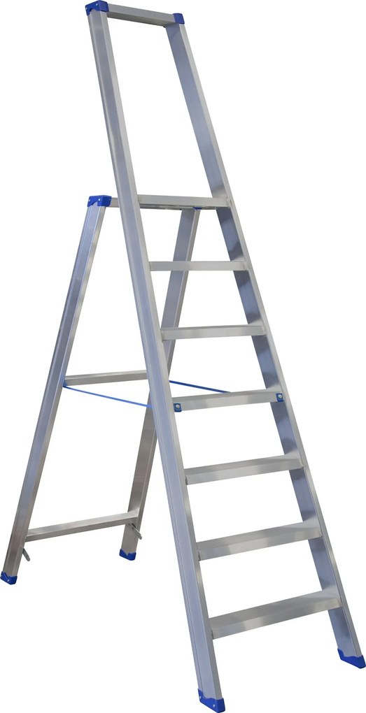 Escalo sparta aluminium - Industriële aluminium trapladder met beugel - 7 treden