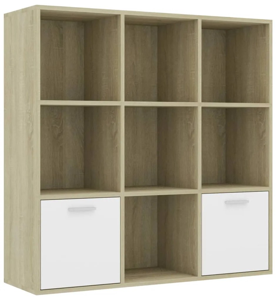 vidaXL Boekenkast 98x30x98 cm spaanplaat wit en sonoma eikenkleurig