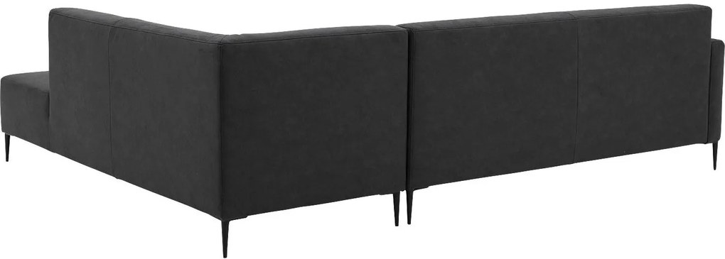 Goossens Key West antraciet, micro leer, 3-zits, modern design met ligelement rechts