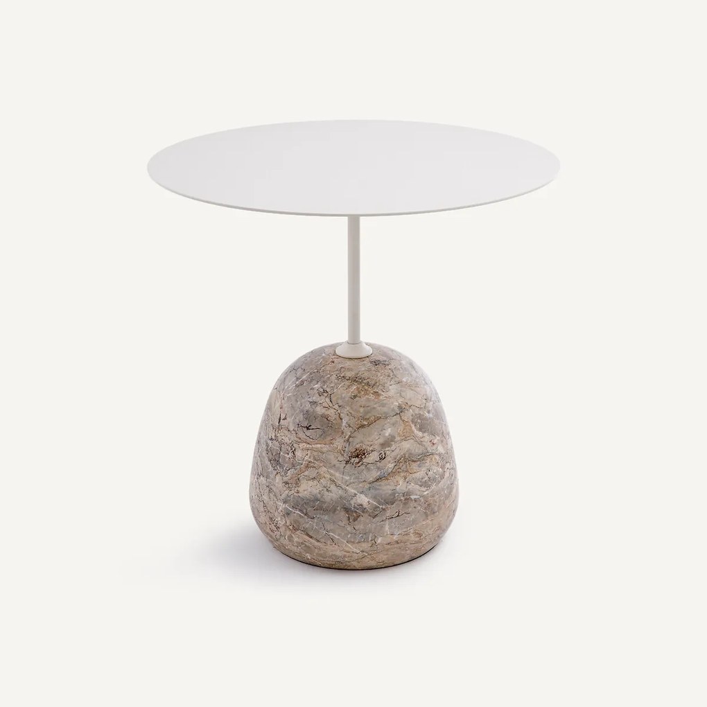 Marmeren en ijzeren metalen bijzettafel Ø60 cm Balastro