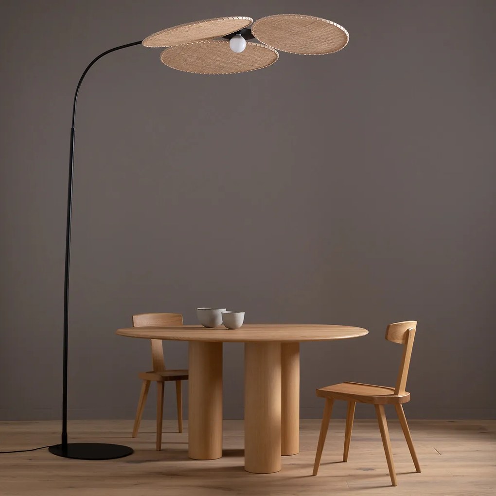 Rotan boogvormige vloerlamp, CANOPÉE, ontwerp Emmanuel Gallina