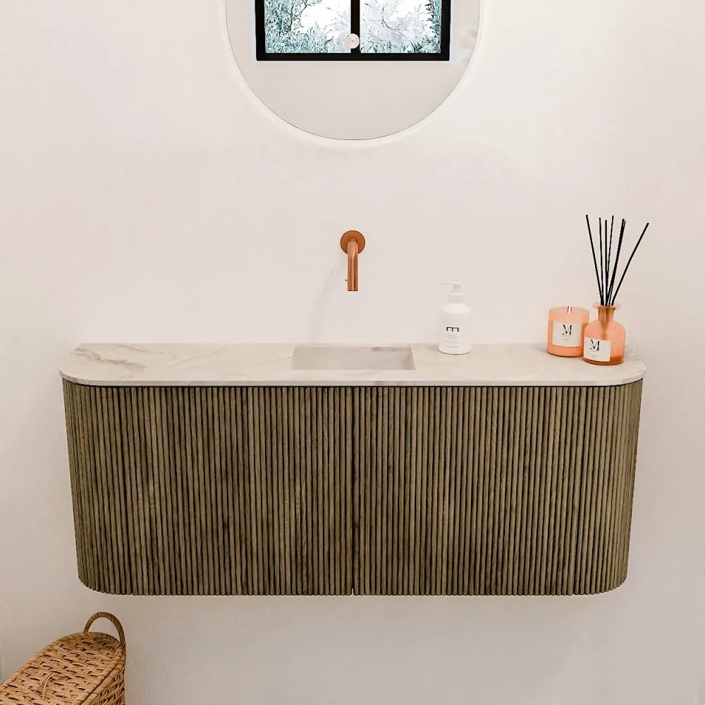 Mondiaz Joya DLux 105cm toiletmeubel ronding links/rechts dusk met wastafel faye midden zonder kraangat frappe