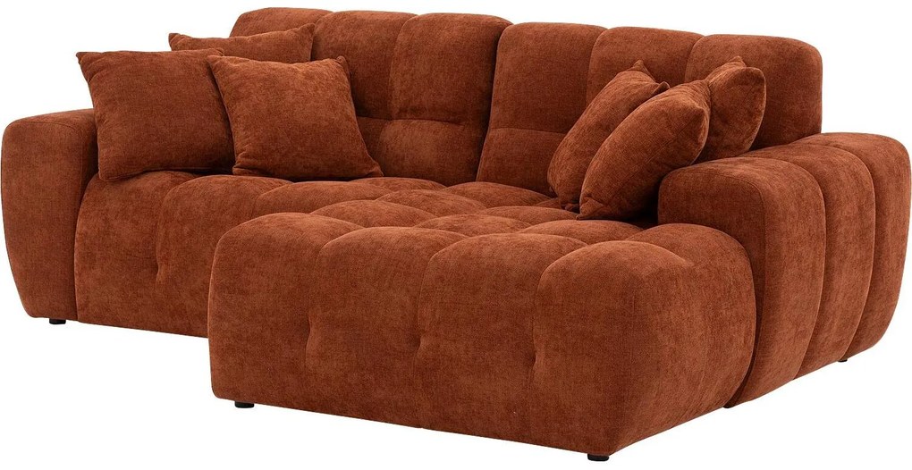 Goossens Excellent Bank Kubus - 30 X 30 Cm Stiksel rood, stof, 1,5-zits, modern design met chaise longue links