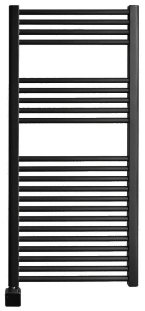 Sanicare elektrische design radiator 45x112cm zwart met Bluetooth en thermostaat links chroom