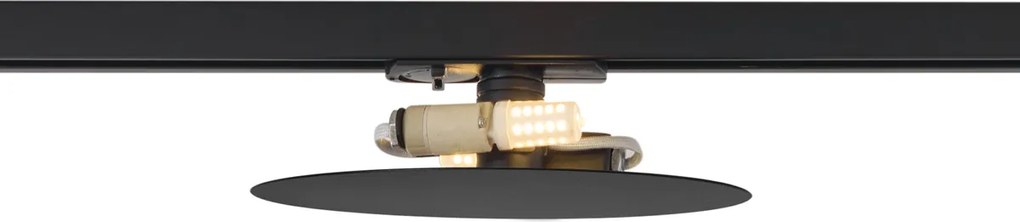 Moderne plafondlamp zwart voor railsysteem 1-fase 2-lichts - Iconic Pulley