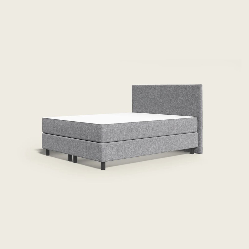 Emma Original Boxspring 180x210 - Donkergrijs - Elegant Hoofdboord - Zwart Eiken