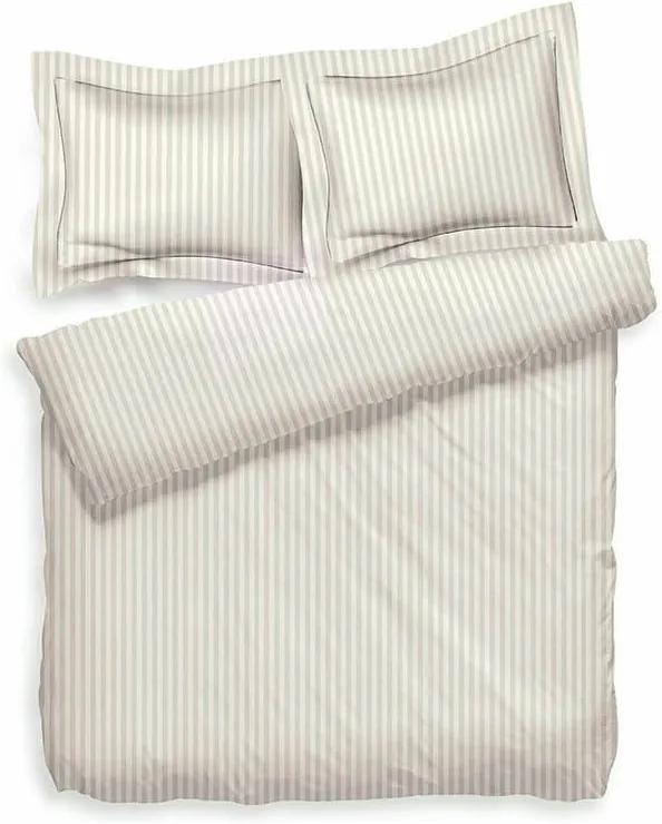 Heckett Lane Uni Stripe - Creme Lits-jumeaux (240 x 200/220 cm + 2 kussenslopen) Dekbedovertrek