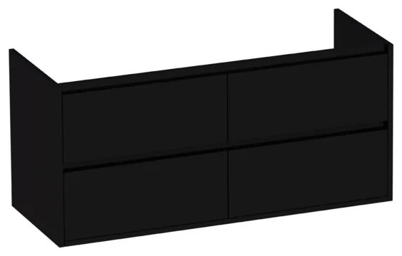 Saniclass New Future onderkast 119x45.5x55cm greeploos hangend 2 sifonuitsparingen met 4 softclose lades MDF hoogglans zwart 1147