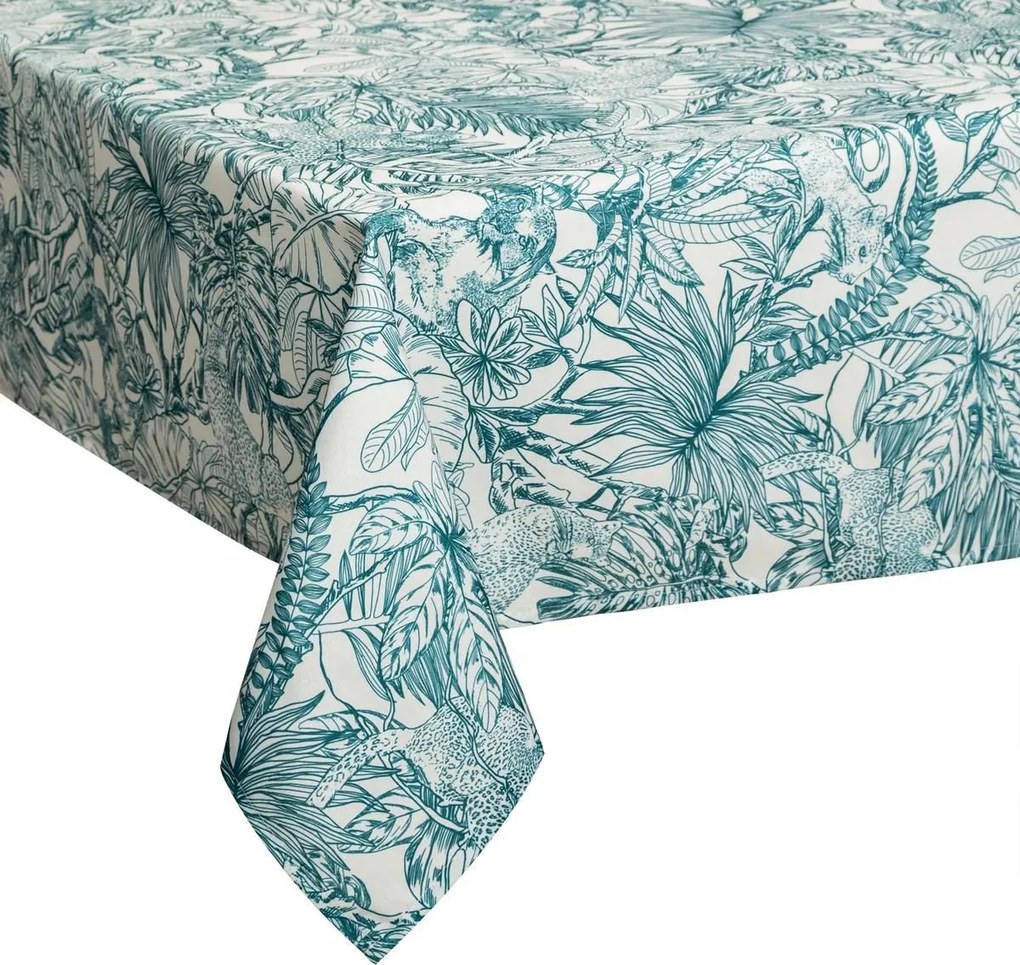 Atmosphera jungle Anti-Vlek Tafelkleed - Groen - Polyester - Afwerking met Zoom - Geschikt voor 1/2-persoonsbed - Onderhoud op 30°C