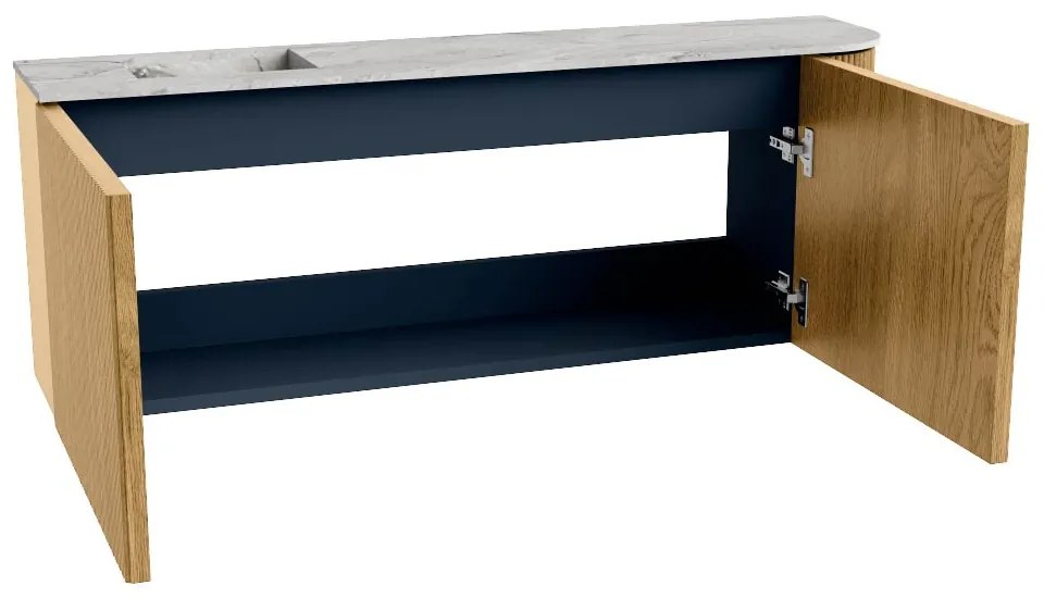 Mondiaz Joya DLux 110cm toiletmeubel ronding rechts oak met wastafel faye links zonder kraangat glace