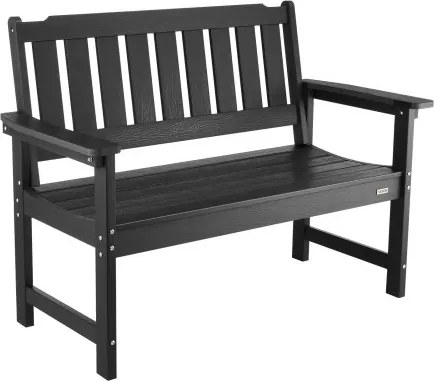VEVOR Tuinbank Tuinmeubelen Banken 128 cm 363 kg Draagvermogen voor 2-3 Personen, Weerbestendig Kunststof Frame met Rugleuning &amp; Brede Armleuningen, Patio Bank voor Tuin Park Tuin Veranda, Zwart